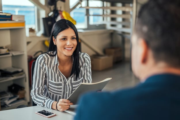 Consultant talking to a client