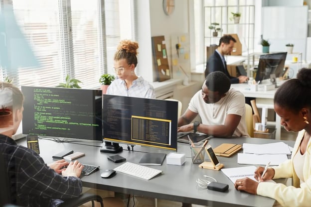 Employees working at an office
