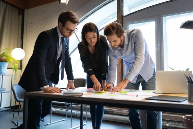 Group of managers working together