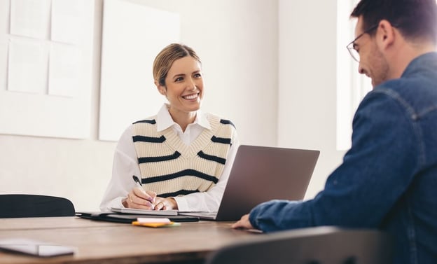 Dynamic case management: HR manager interviewing an employee