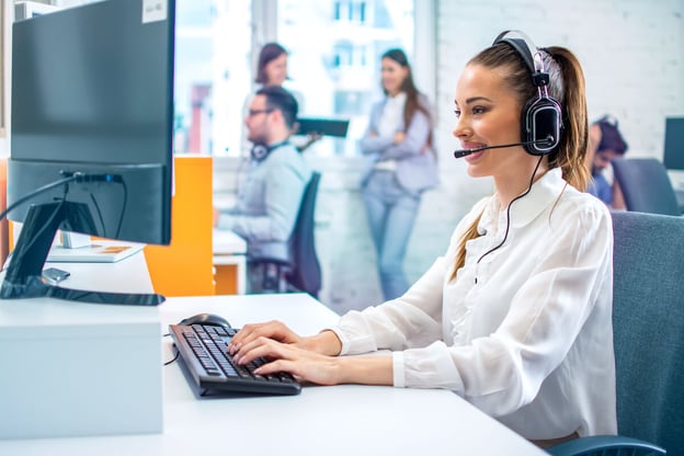 Employee using a computer