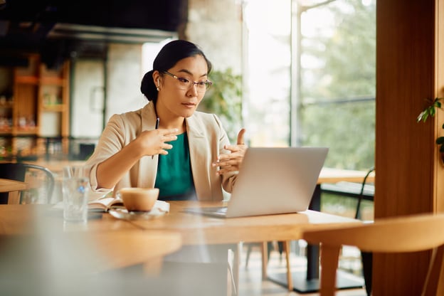 Outsourcing HR functions: entrepreneur having a virtual meeting