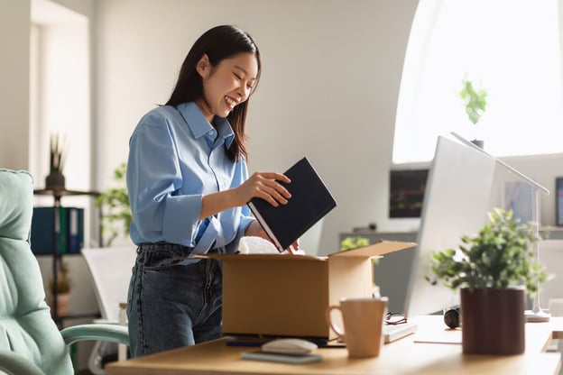 Entrepreneur packing her stuff