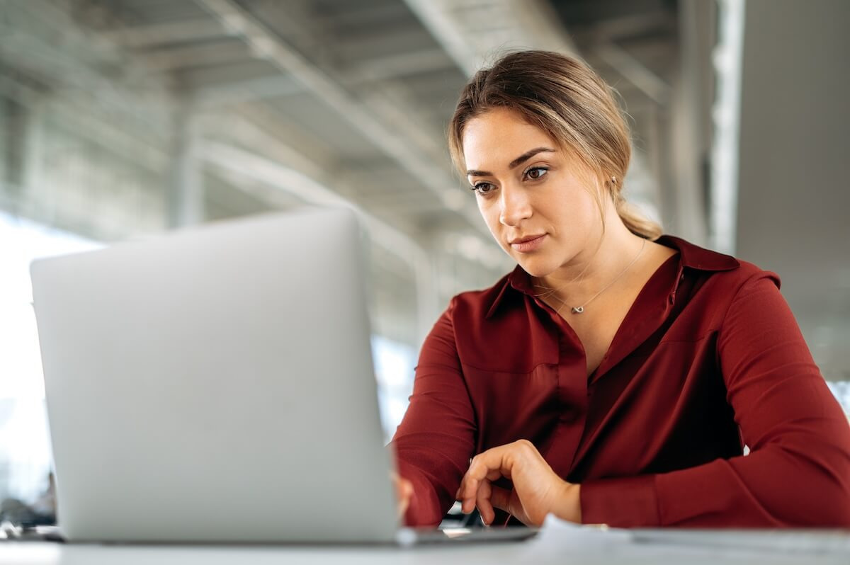 Employee relations tracker: employee using a laptop