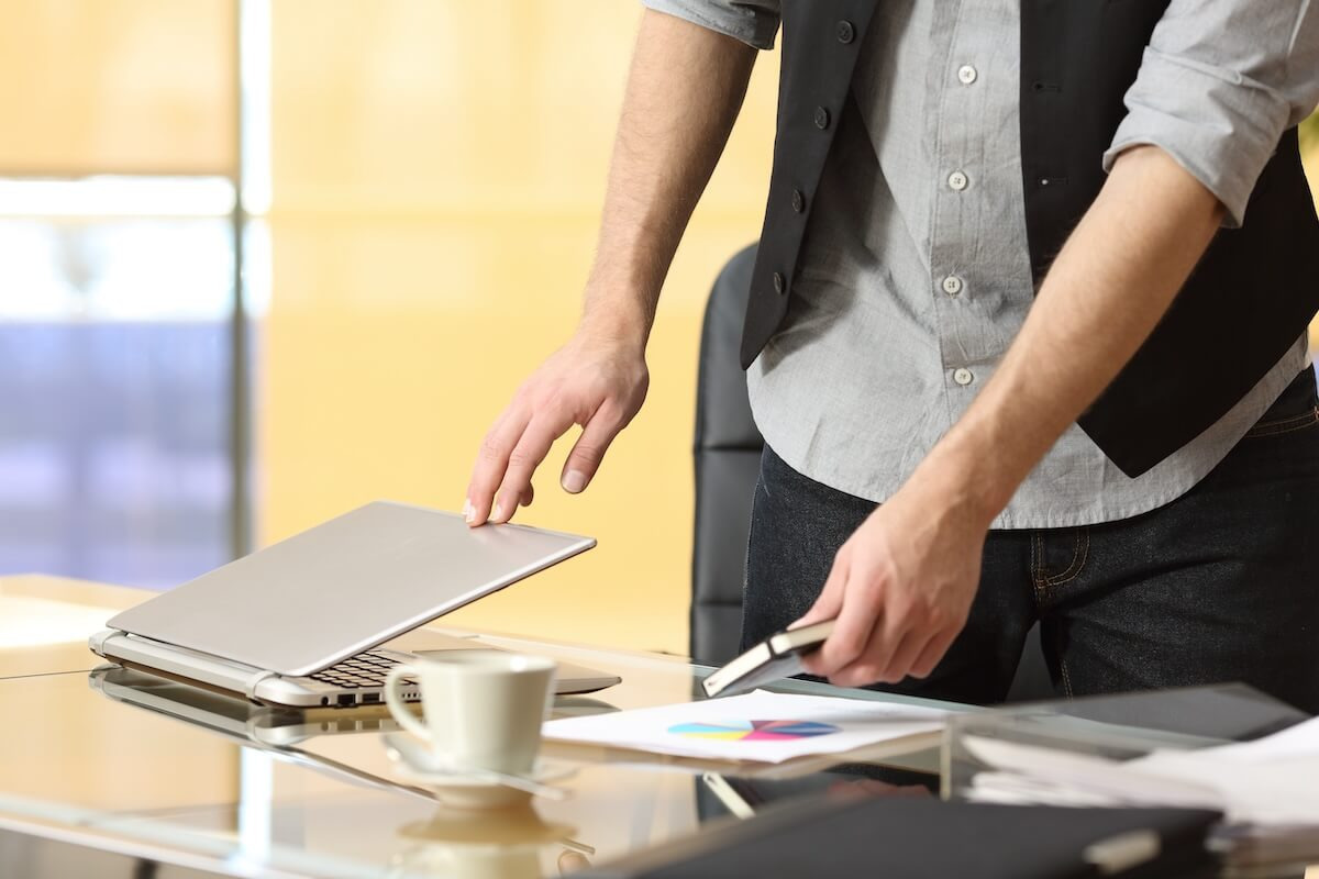 Entrepreneur closing his laptop