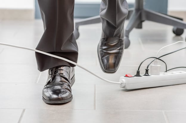 Safety incident: employee tripping over a cable wire