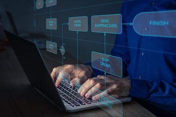 Person creating a workflow chart