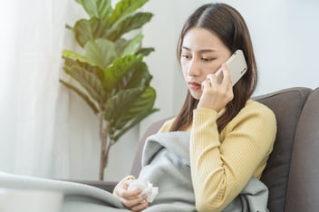 FMLA PA: sick woman on the phone