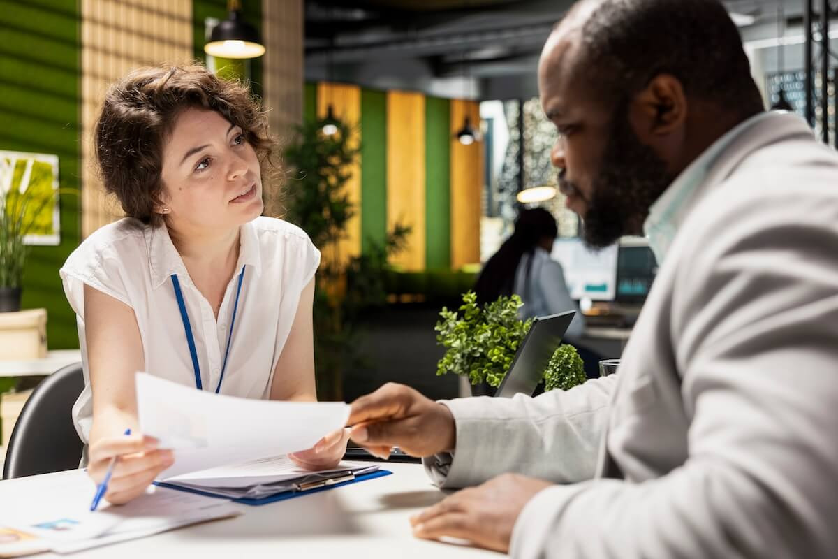 Performance improvement plan stress leave: HR staff talking to an employee