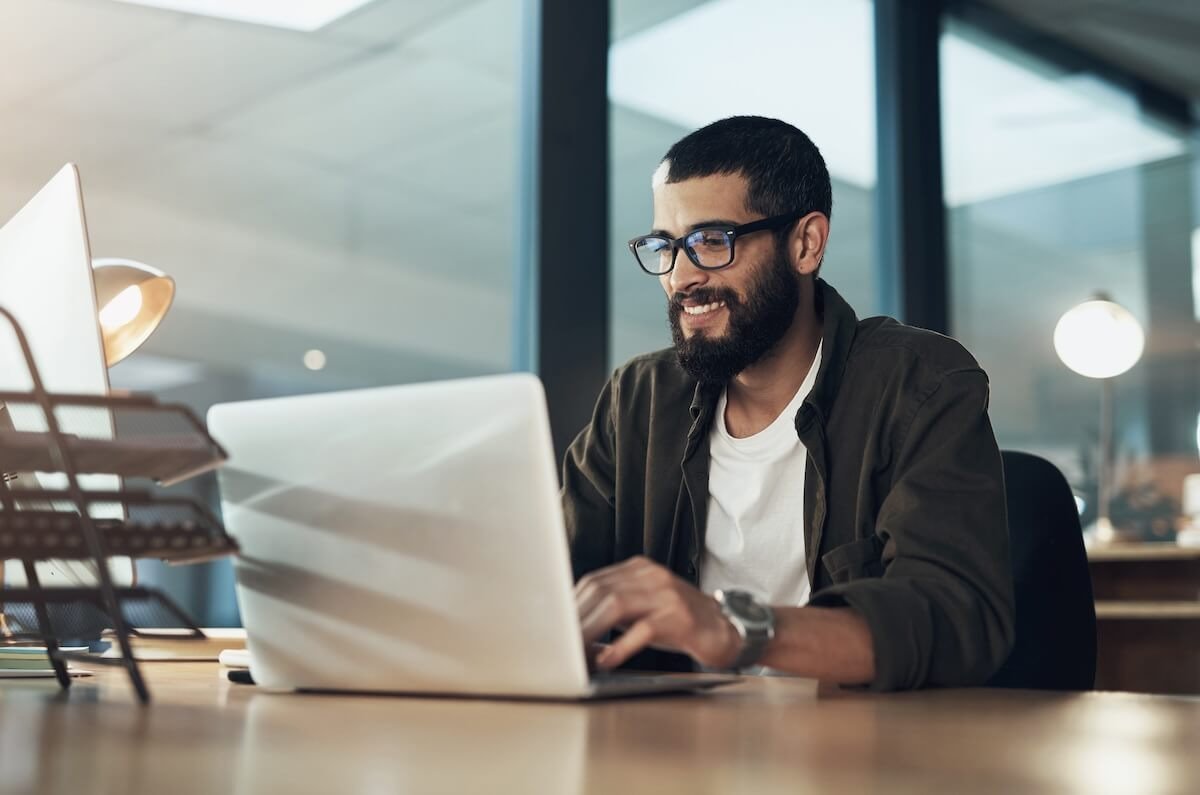 Employee using a laptop