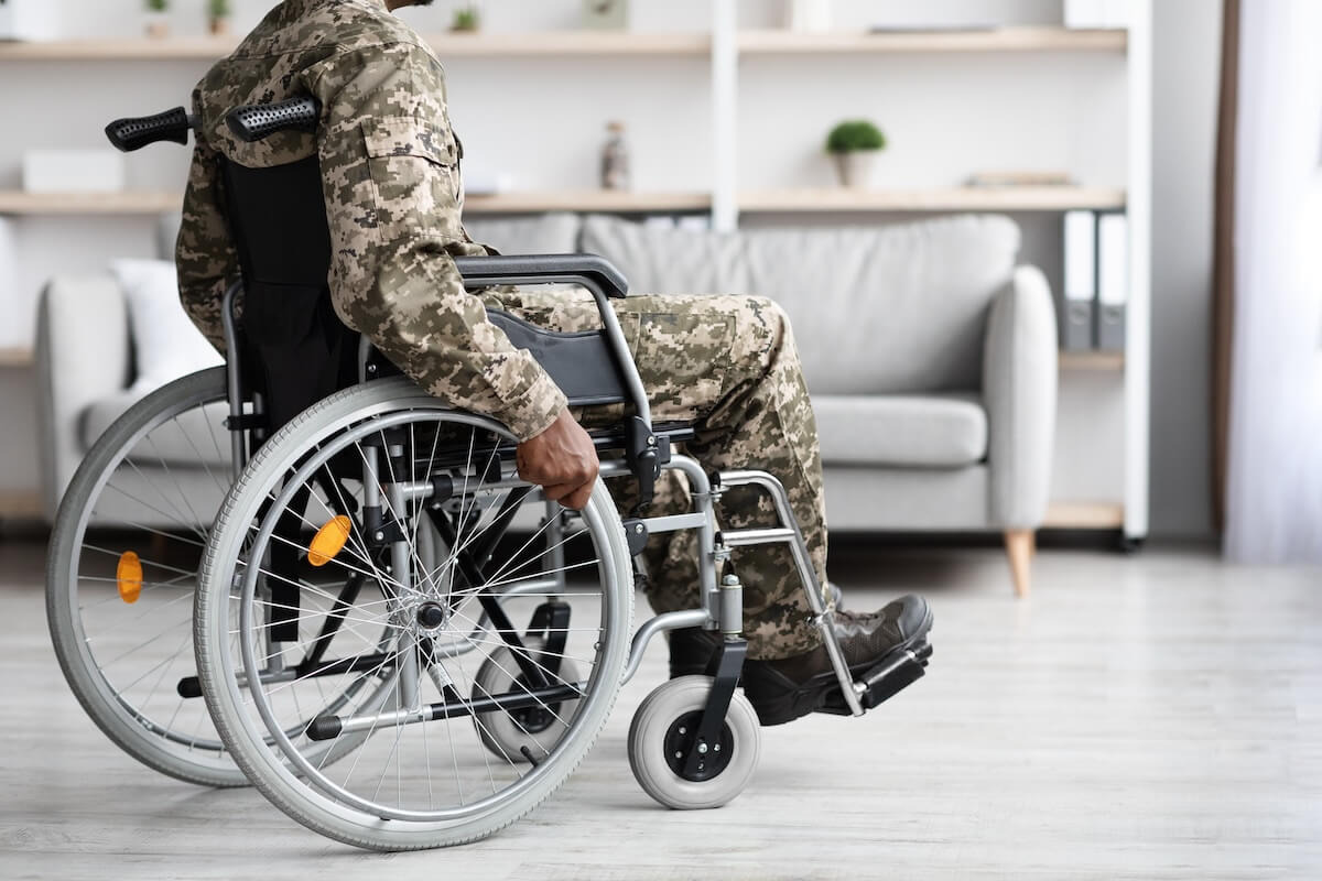 Military personnel in a wheelchair