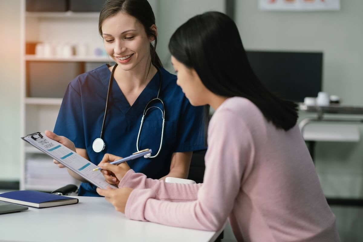 FMLA recertification: patient filling out a form