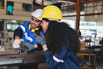 Safety incident: worker using a walkie-talkie to call for help